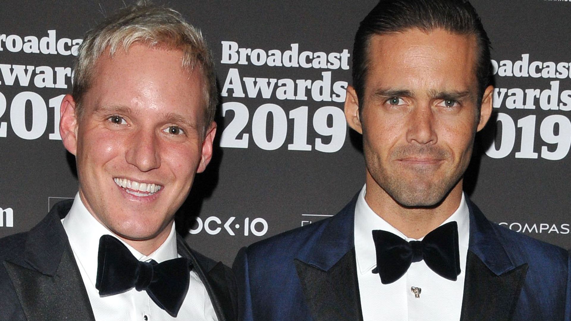Spencer Matthews and Jamie Laing wearing bow ties at The Broadcast Awards