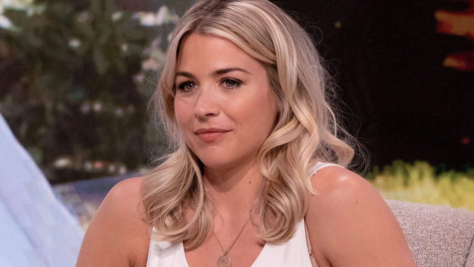 Gemma Atkinson in a white top and jeans on Lorraine