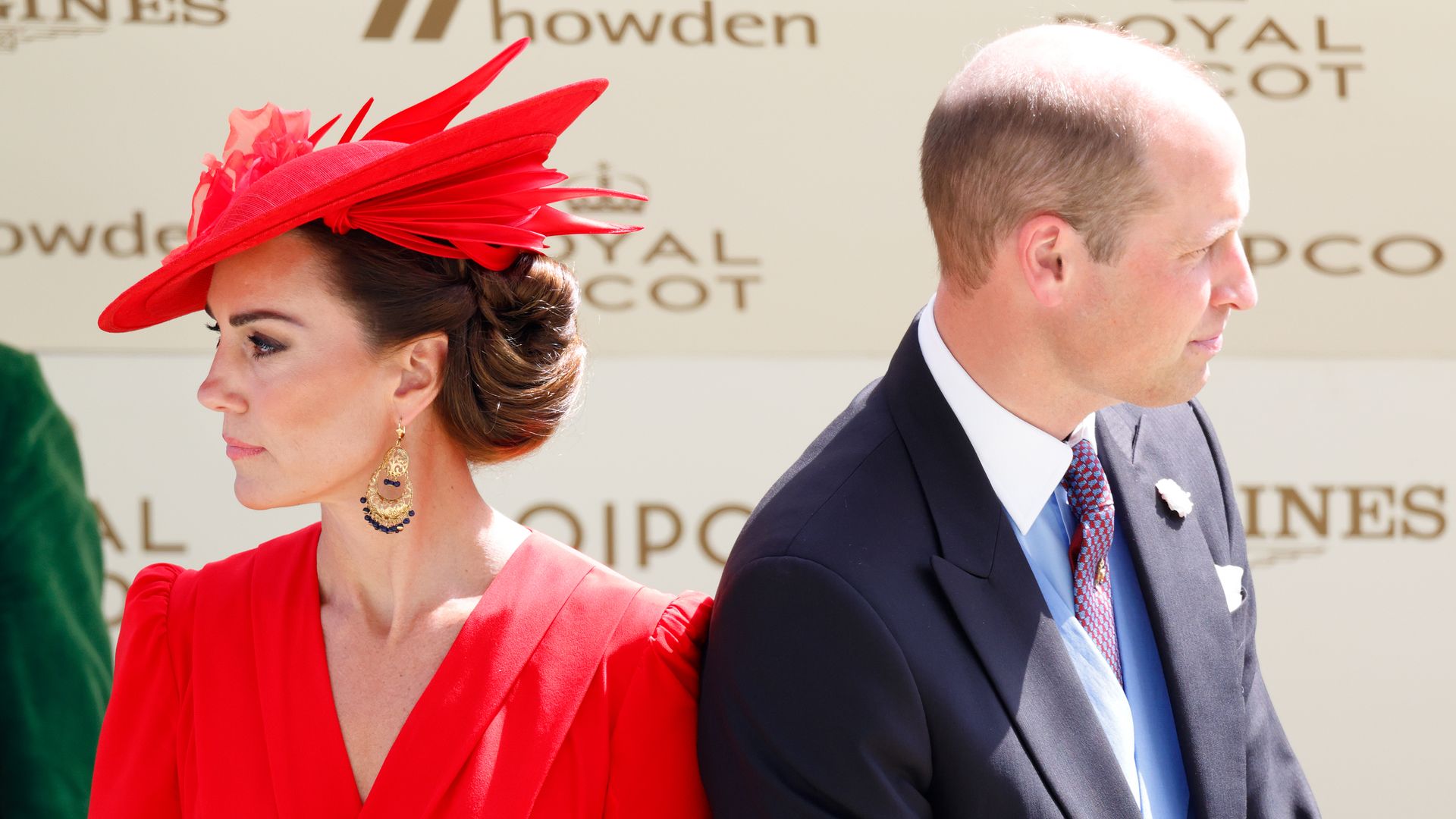 The Prince and Princess of Wales looking away from each other during Ascot 2023