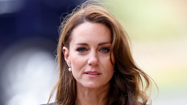 Catherine, Princess of Wales views floral tributes left at the entrance to Sandringham House