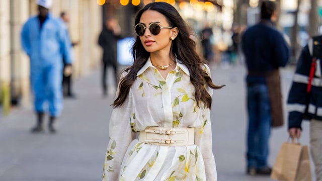 street style floral shirt dress 