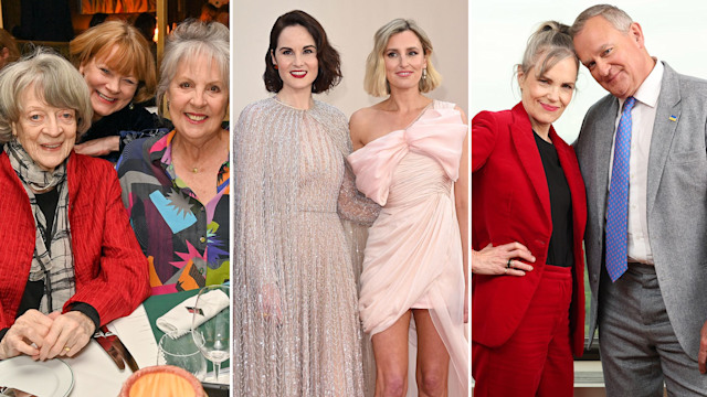 Split image of Maggie Smith and Penelope Wilton, Michelle Dockery and Laura Carmichael and Elizabeth McGovern and Hugh Bonneville