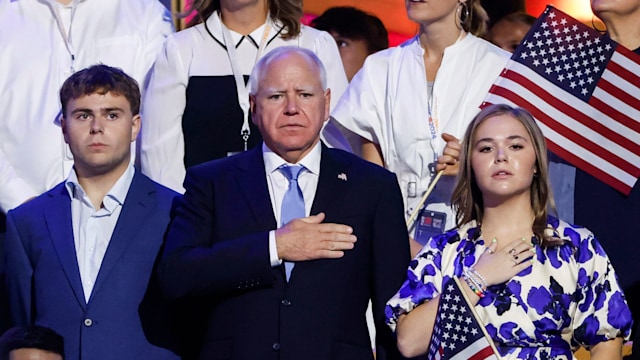 Tim Walz and Hope Walz  attend the final day of the Democratic National Convention 