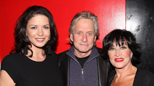 Catherine Zeta Jones, Michael Douglas and Chita Rivera pose backstage at Chita Rivera...And Now I Swing at the Birdland Jazz Club on October 15, 2009 in New York City.