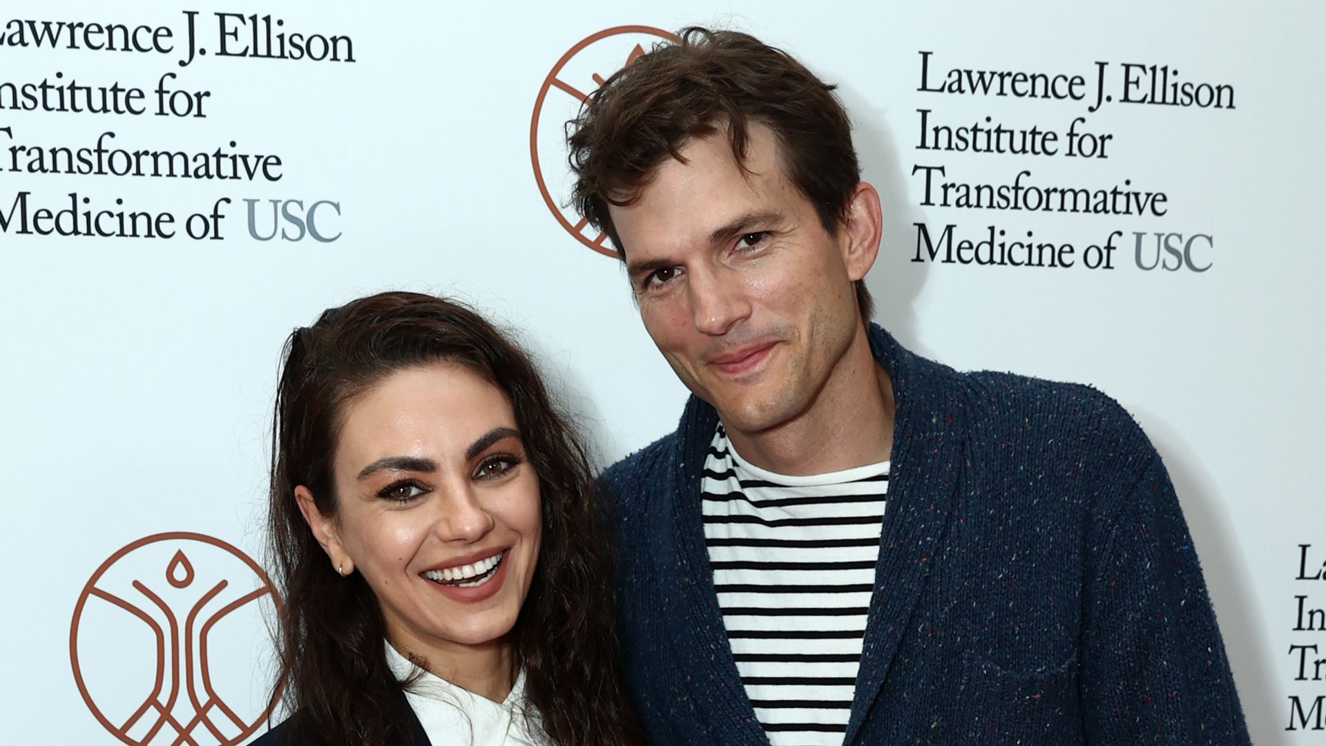 Mila Kunis and Ashton Kutcher attend the Grand Opening of the Lawrence J. Ellison Institute on September 28, 2021 in Los Angeles, California