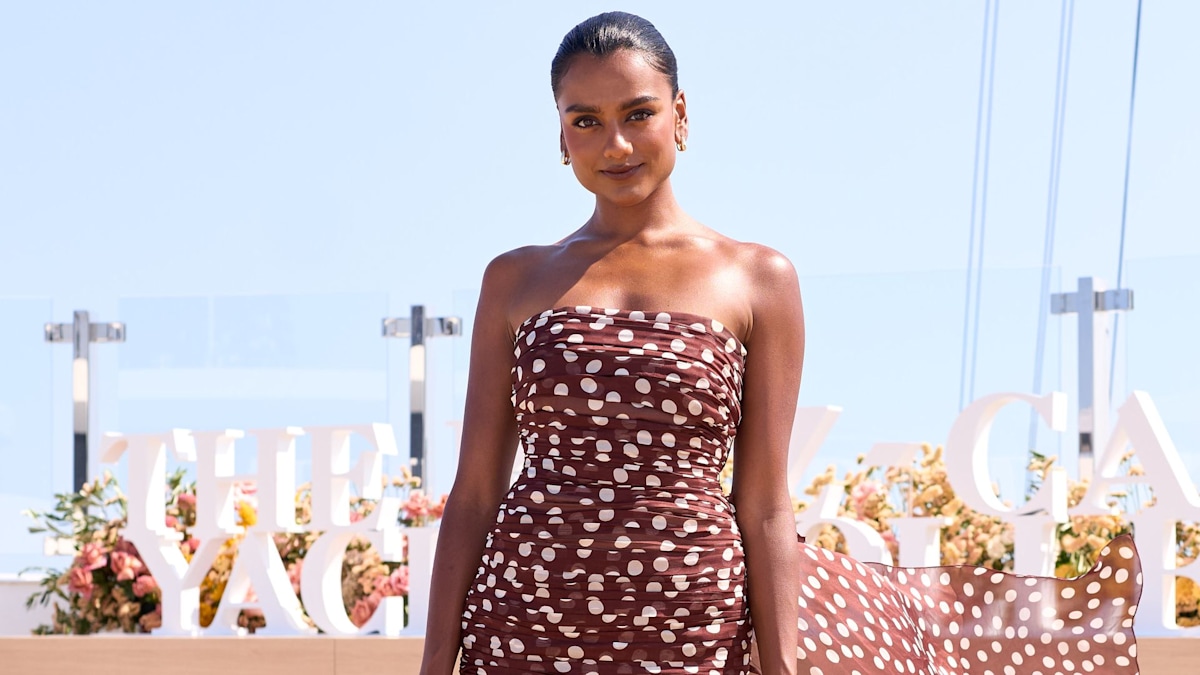 Simone Ashley is a bridal dream in slinky lace dress with unexpected detail