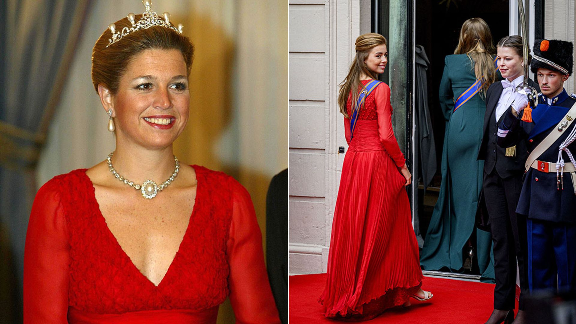 mother and daughter in same red dress