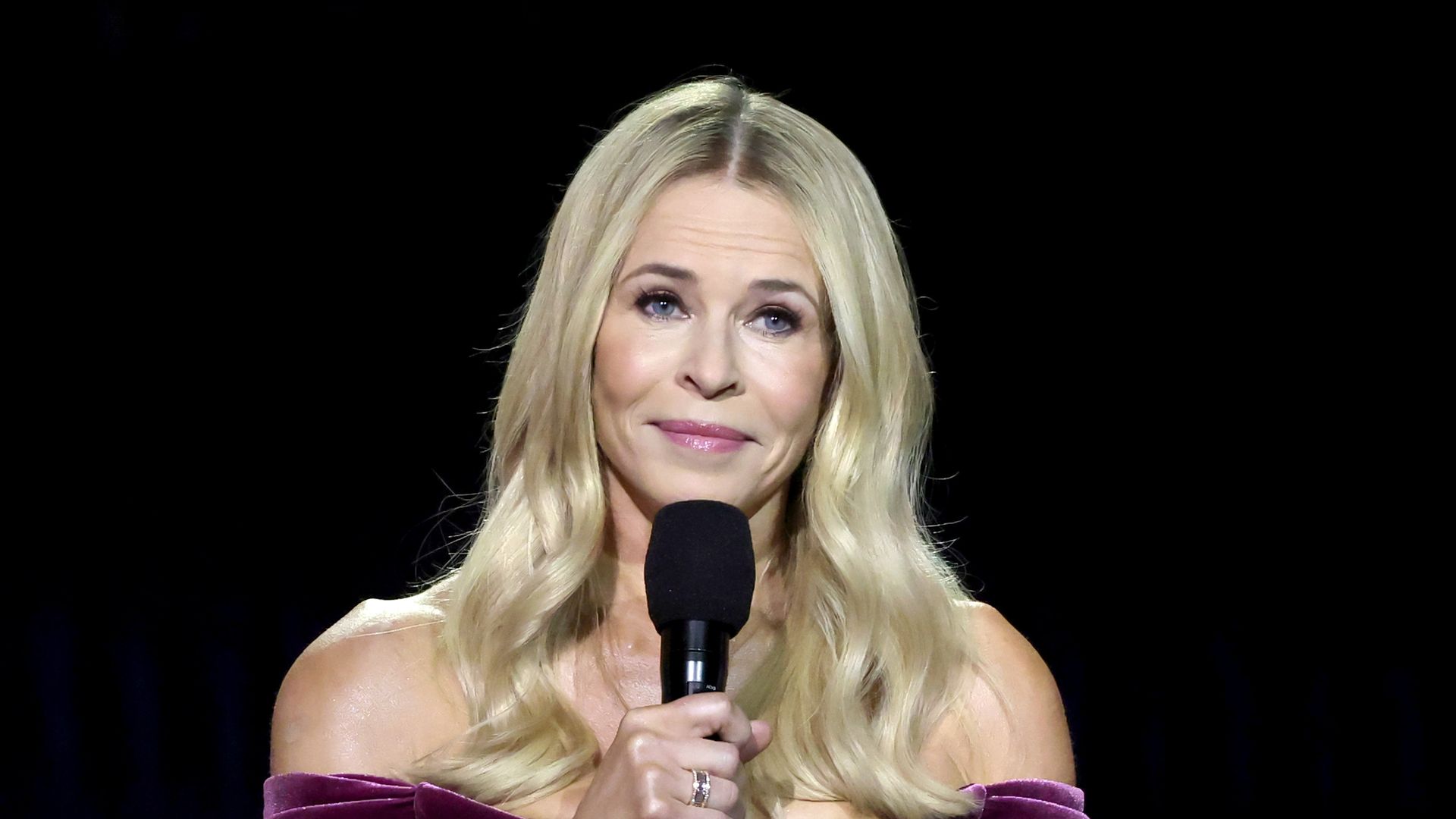 Host Chelsea Handler speaks/accepts onstage during the 30th Annual Critics Choice Awards at Barker Hangar on February 07, 2025 in Santa Monica, California.