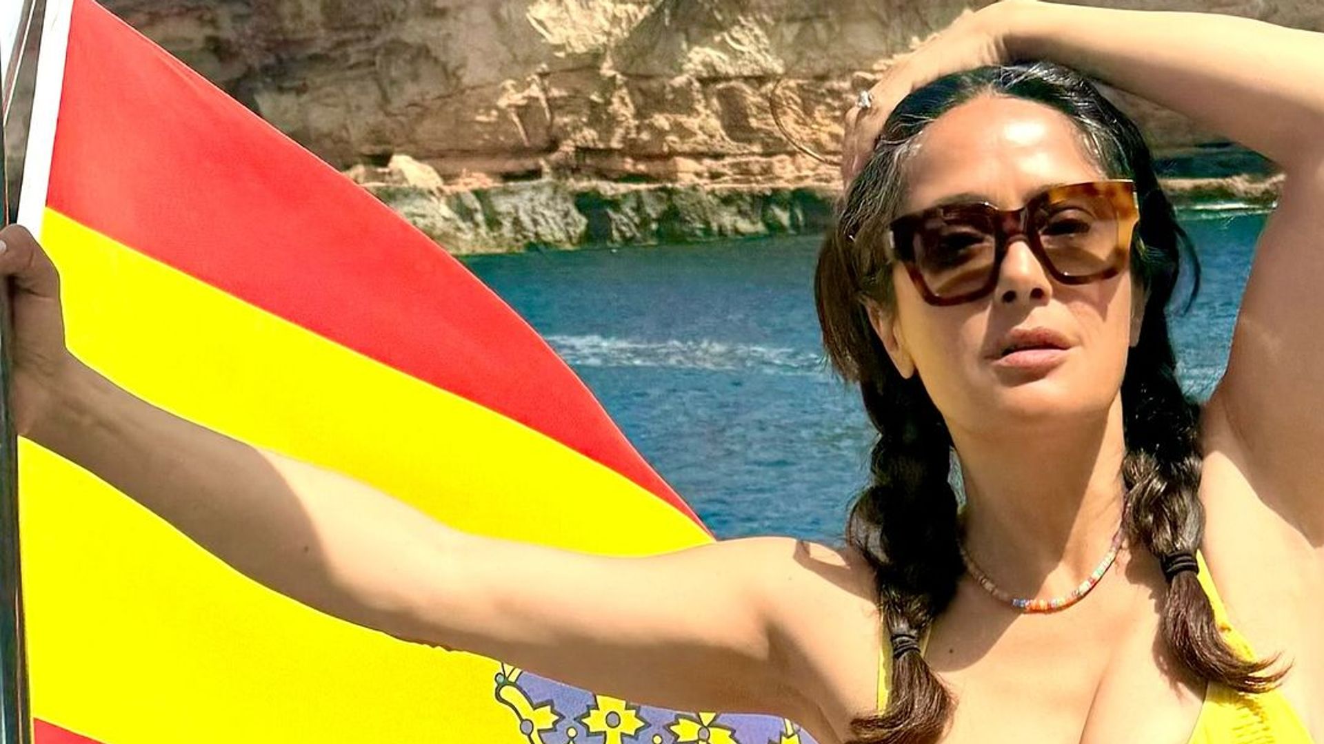 Salma Hayek stuns in new bikini photos as she enjoys sun soaked holiday aboard luxury yacht