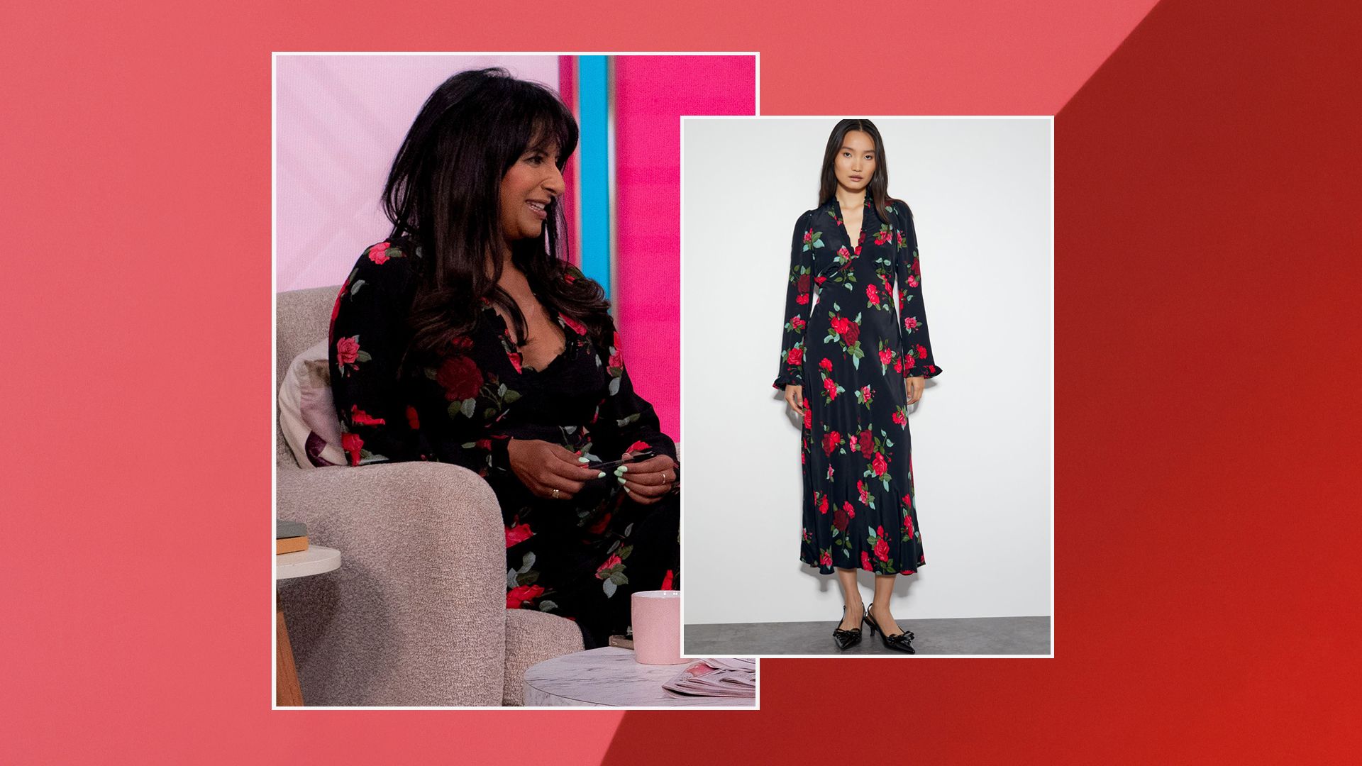 Ranvir Singh has influenced me to shop her flattering rose print dress for autumn