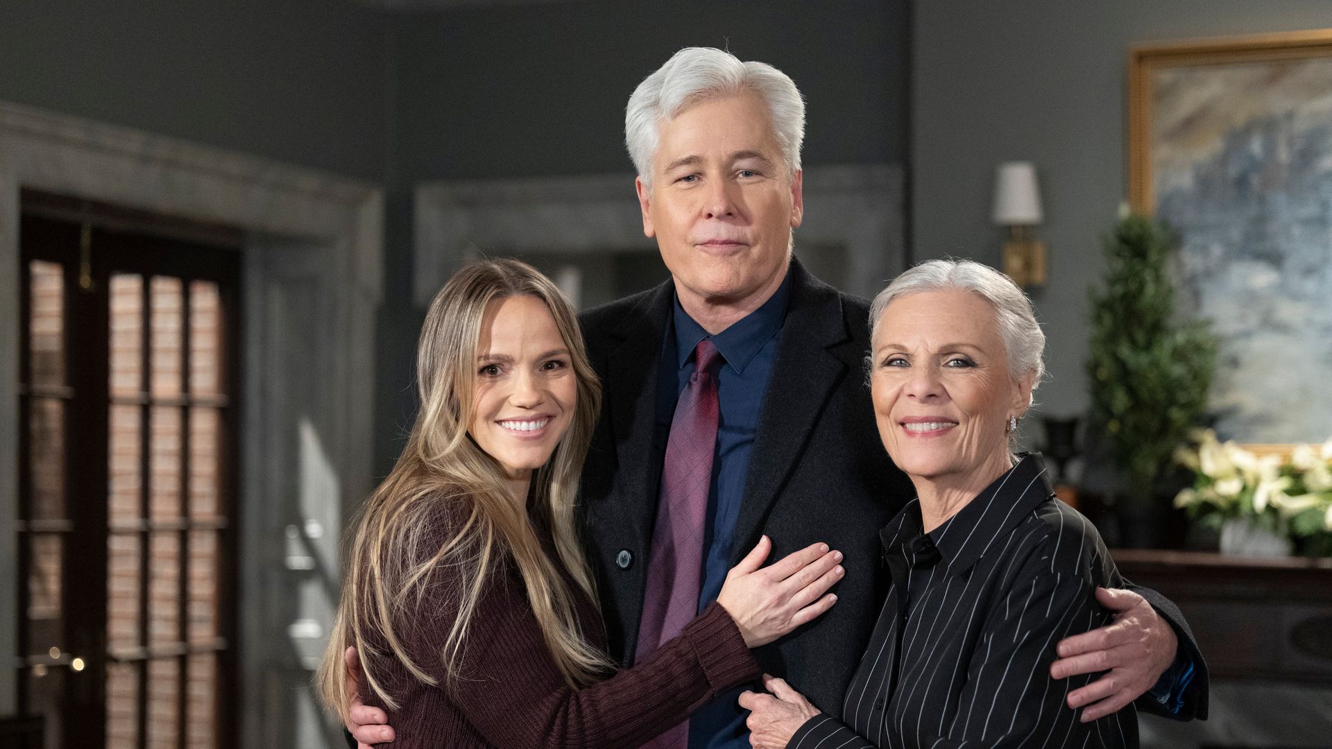 ALEXA HAVINS, MICHAEL E. KNIGHT, JANE ELLIOT ON SET OF GENERAL HOSPITAL
