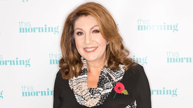 Jane Mcdonald in a black dress