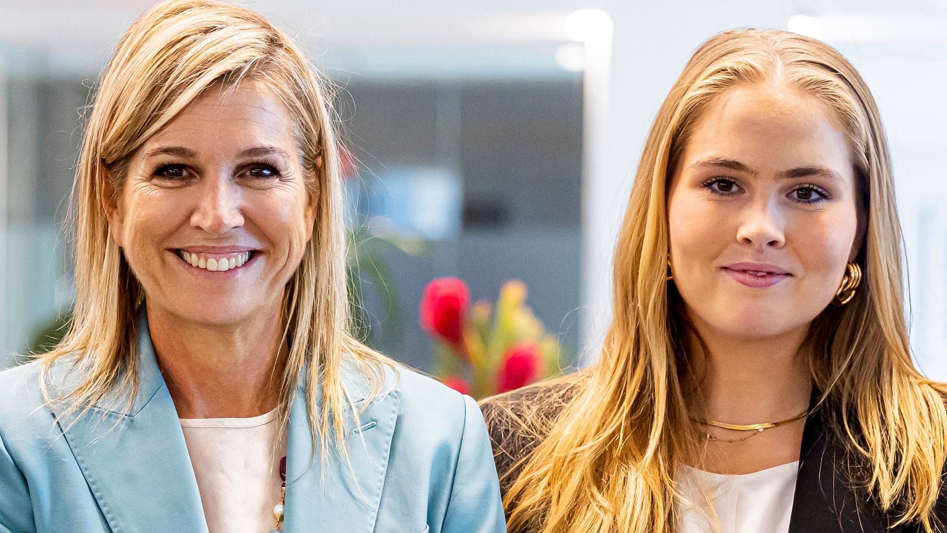 WASHINGTON, DC - SEPTEMBER 22: Queen Maxima of The Netherlands and Princess Amalia of The Netherlands visit the International Finance Corporation welcomed by director Makhtar Diop on September 22, 2025 in Washington, DC. Queen Maxima visits the bank in her capacity as United Nations Secretary General's Special Advocate for Financial Health. Princess Amalia joins her mother to see her work informed the UN. (Photo by Patrick van Katwijk/Getty Images)