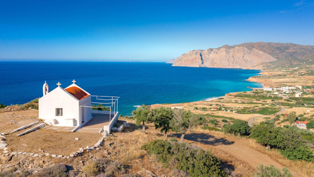 Aerial view of Mochlos church in Crete, Greece