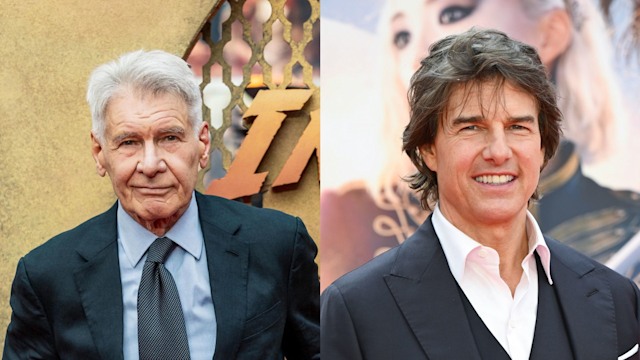 Tom Cruise and Harrison Ford at their respective 2023 movie premieres