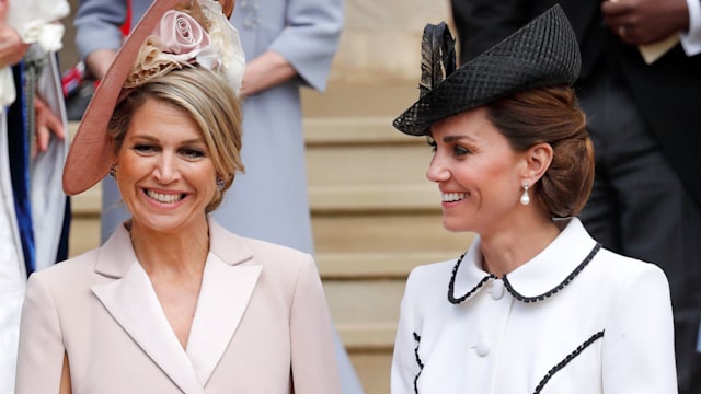 King Willem-Alexander of the Netherlands, Queen Maxima of the Netherlands and Catherine, Duchess of Cambridge in formal wear 