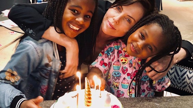 Charlize Theron with her daughters August and Jackson