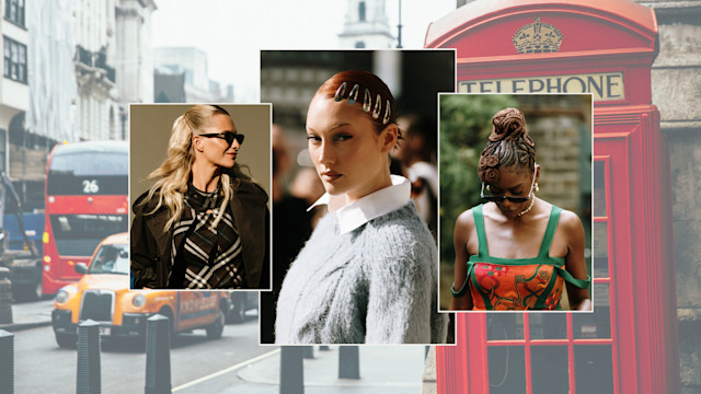 Three women pictured at London Fashion Week 