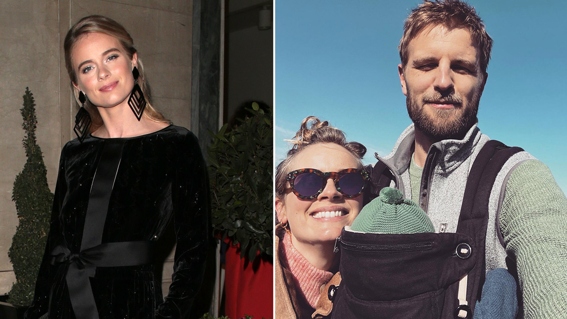 A split image of Cressida Bonas and her family