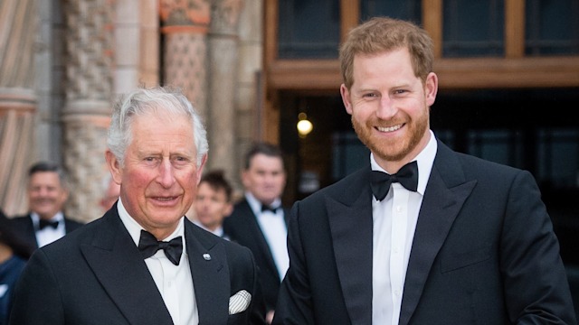 Charles and Harry wearing tuxedos