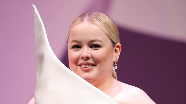 Nicola Coughlan on stage as she receive a award on Day Five during the 8th Canneseries International Festival at Palais des Festivals on April 28, 2025 in Cannes, France. (Photo by Arnold Jerocki/WireImage)