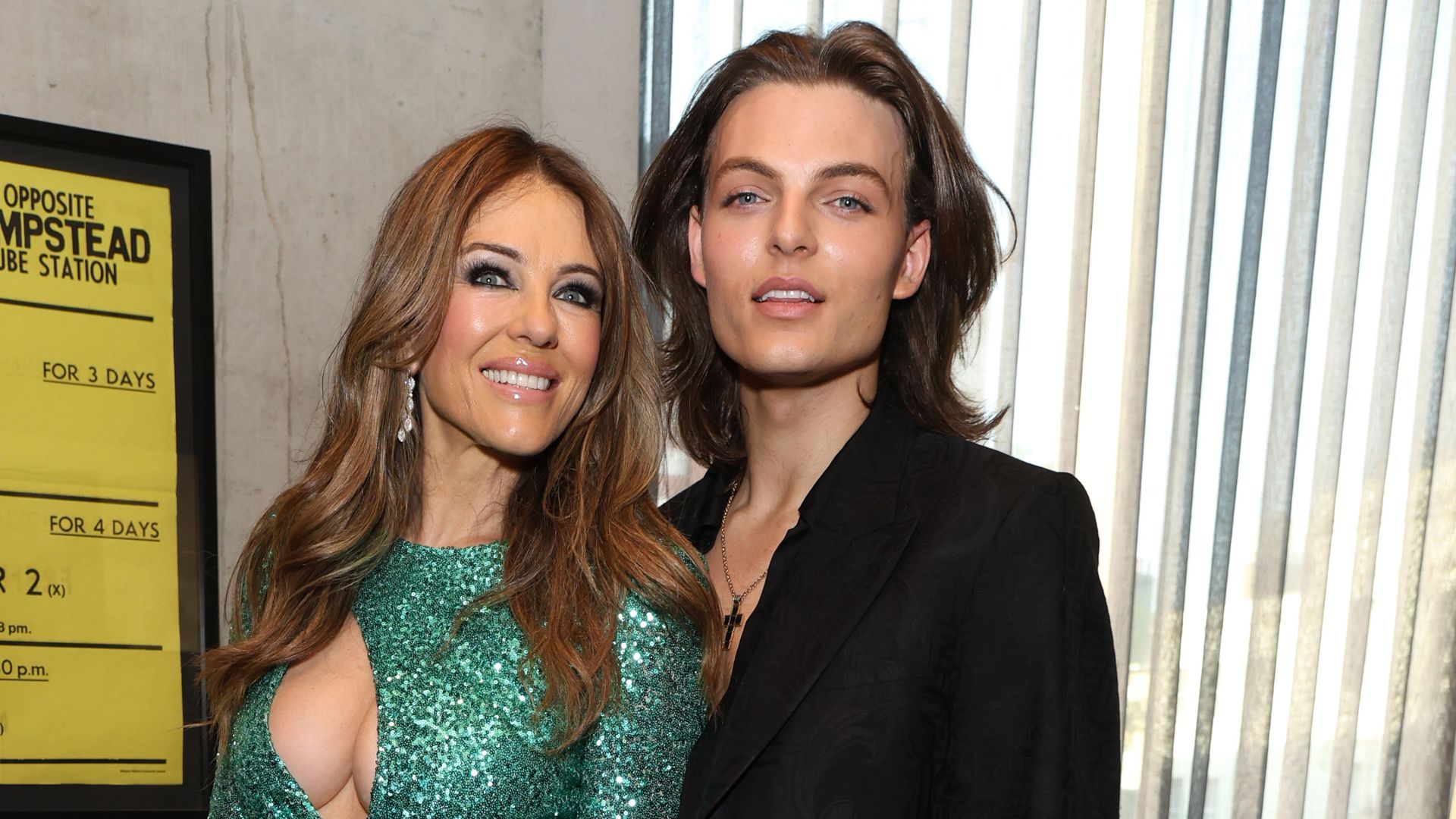 Elizabeth Hurley stuns in plunging emerald dress at London premiere of son Damian's new film