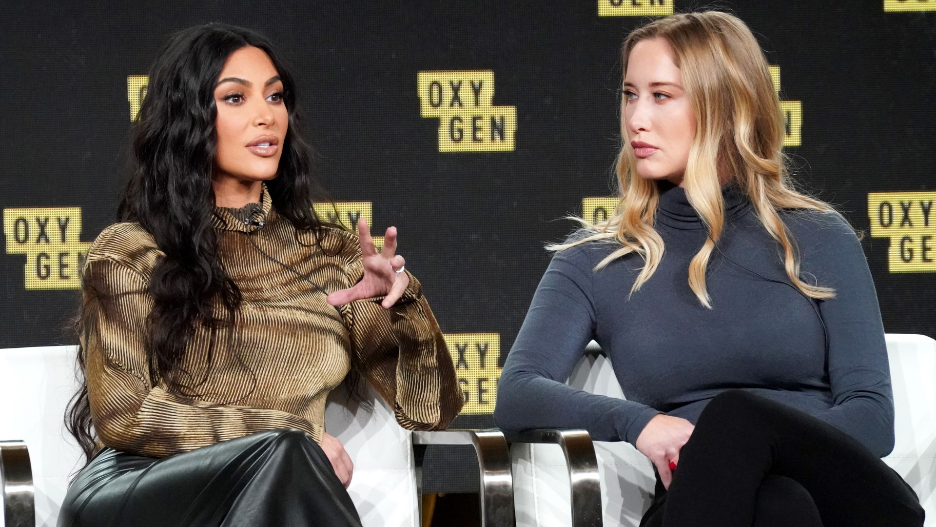 Kim and Jessica sat on stage discussing The Justice Project
