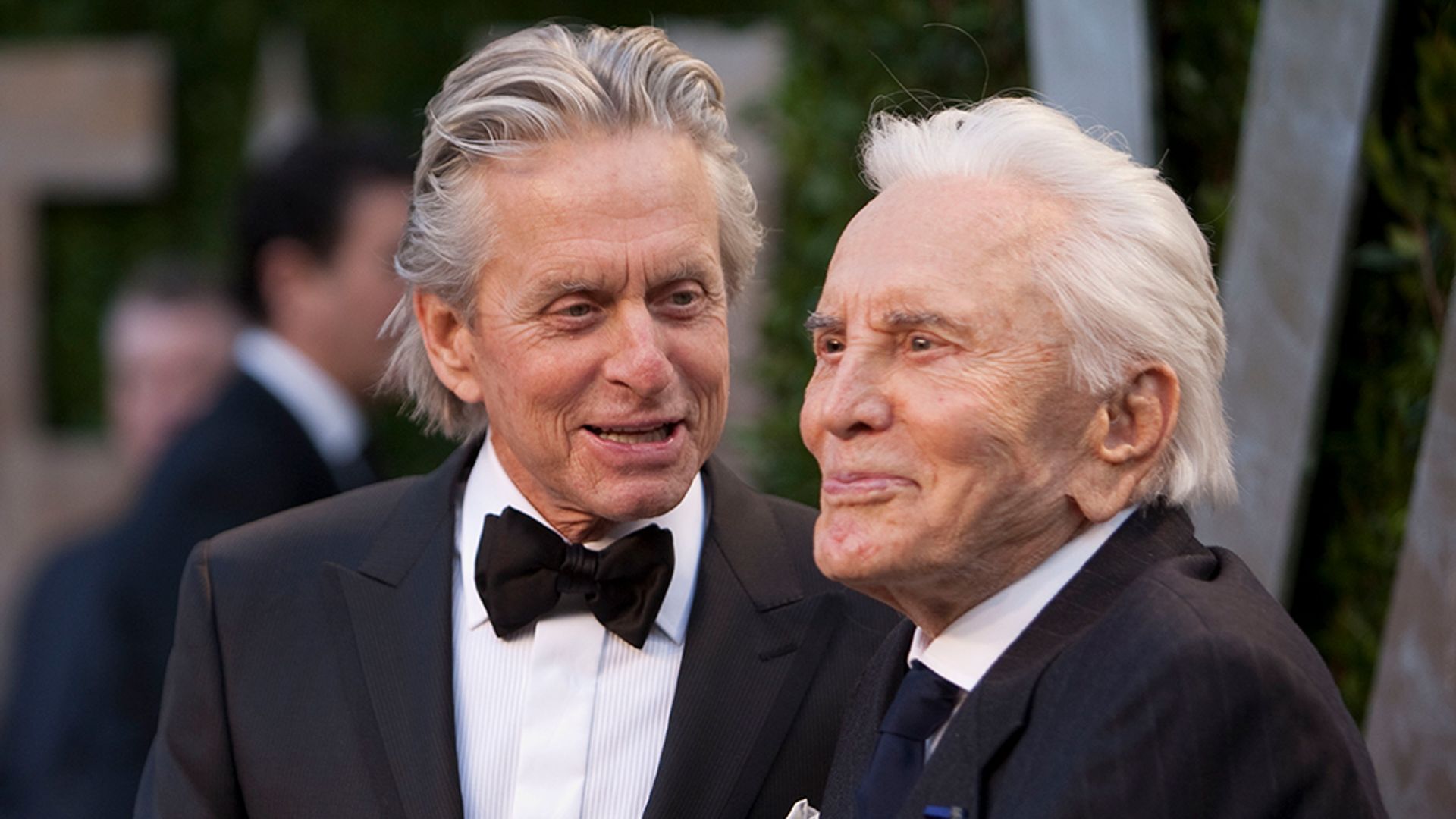 Michael and Kirk Douglas at the Vanity Fair Oscar Party in 2012