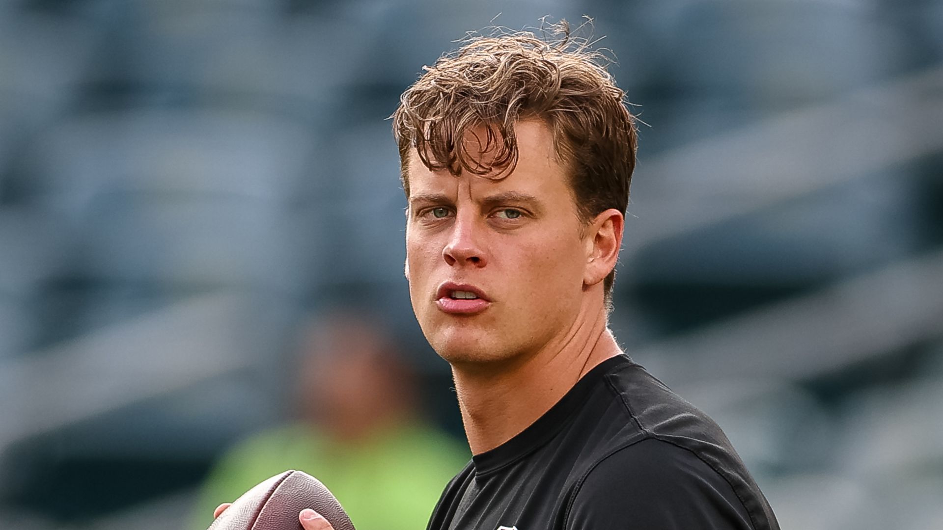 Joe Burrow #9 of the Cincinnati Bengals attempts a pass before the NFL Preseason 2025 game against the Philadelphia Eagles at Lincoln Financial Field on August 7, 2025 in Philadelphia, Pennsylvania.