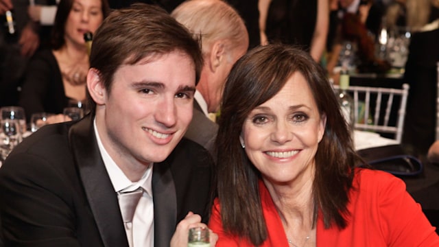 Actress Sally Field (R) and son Sam Greisman attend the Champagne Nicolas Feuillatte at the Critics' Choice Movie Awards at Barker Hangar on January 10, 2013 in Santa Monica, California. 