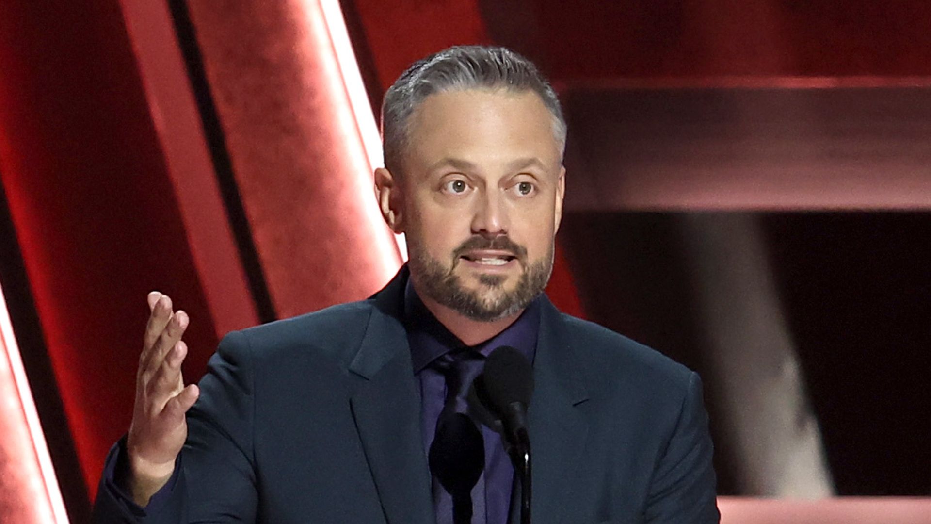 Nate Bargatze speaks onstage during the 57th Annual CMA Awards at Bridgestone Arena on November 08, 2023 in Nashville, Tennessee. (Photo by Terry Wyatt/Getty Images)