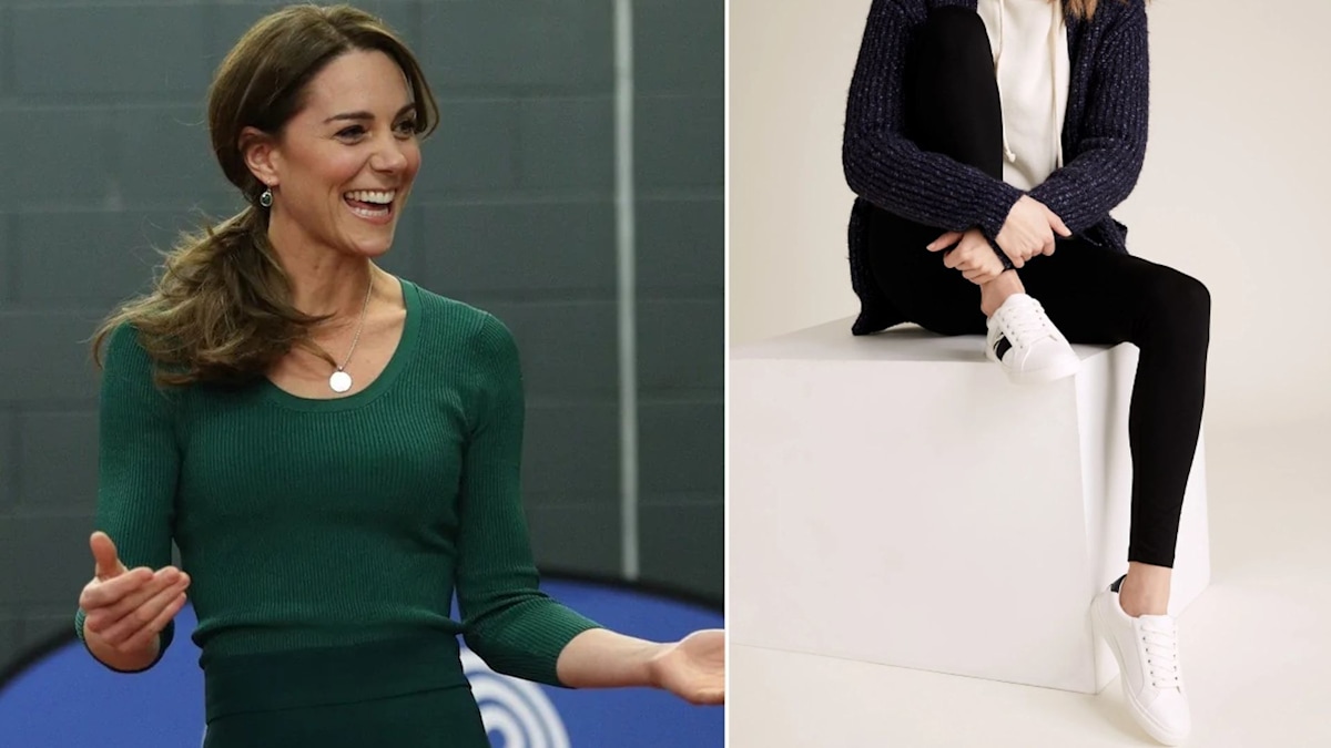 Kate Middleton's Marks and Spencer Ribbon Trainers in White and Green