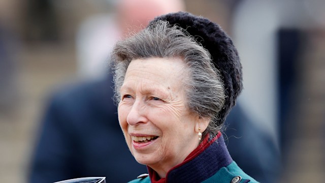 Princess Anne, Princess Royal attends day 4 'Gold Cup Day' of the Cheltenham Festival at Cheltenham Racecourse on March 14, 2025 in London, England.