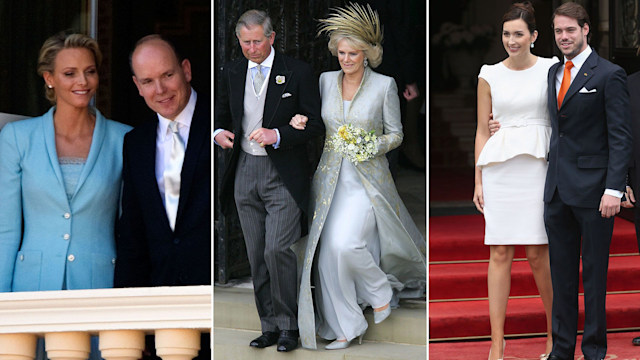 civil ceremony looks of charlene and albert, charles and camilla, and Prince Felix of Luxembourg and Claire Lademacher