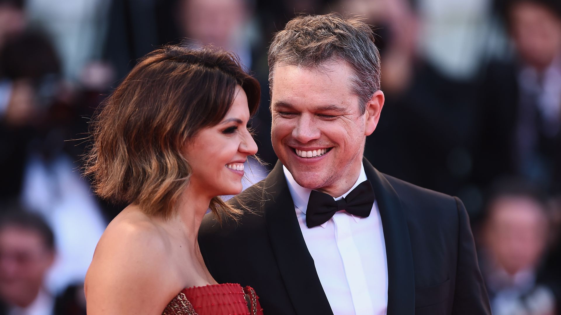 Luciana Damon and Matt Damon walk the red carpet ahead of the 'Downsizing' screening and Opening Ceremony during the 74th Venice Film Festival at Sala Grande on August 30, 2017 in Venice, Italy.