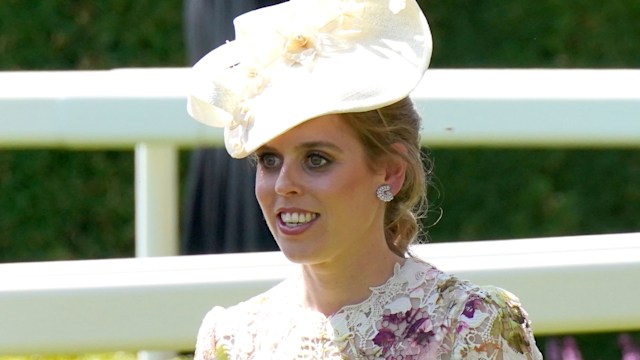 Princess Beatrice in a white floral dress