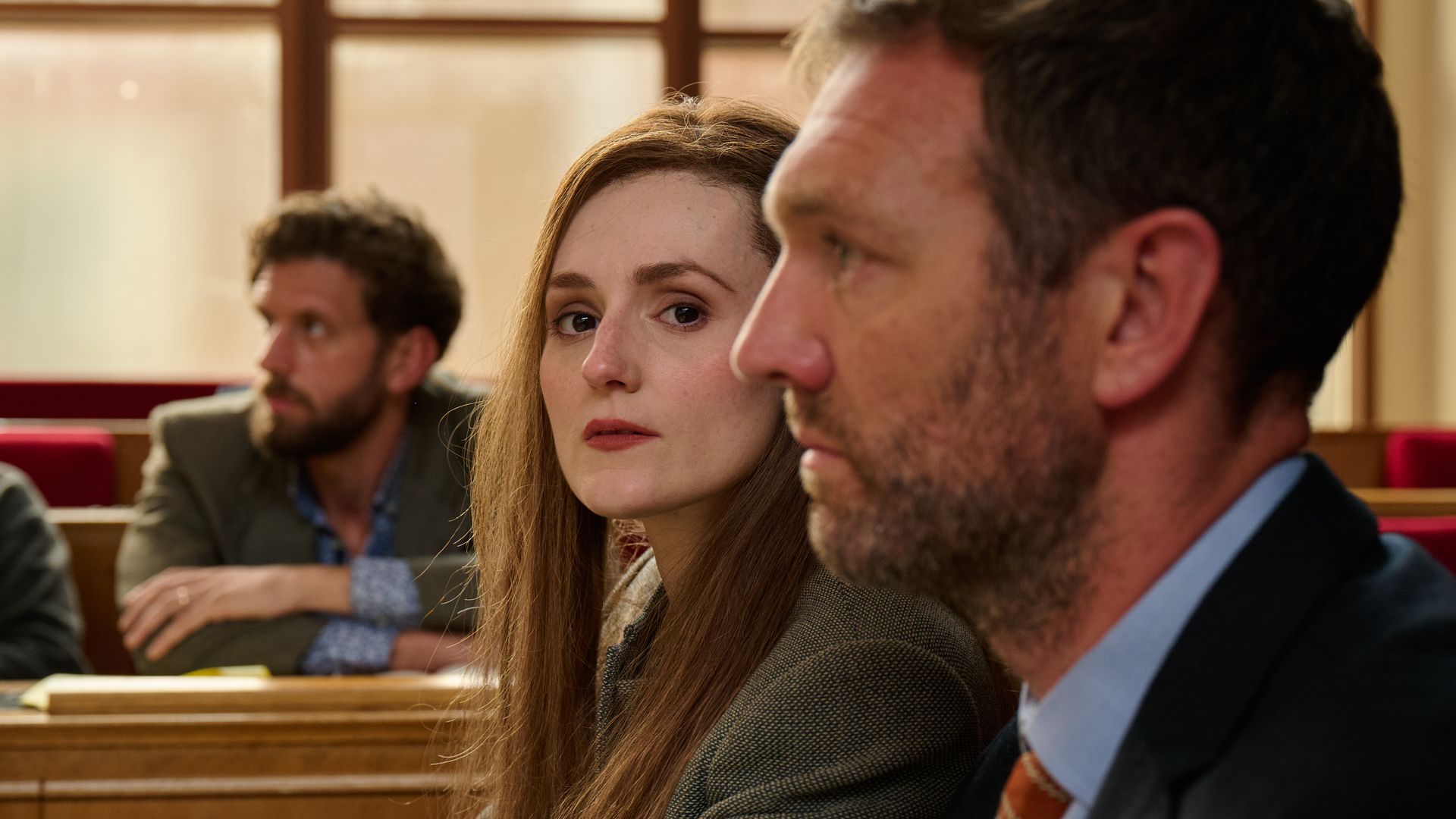 man and woman in court room