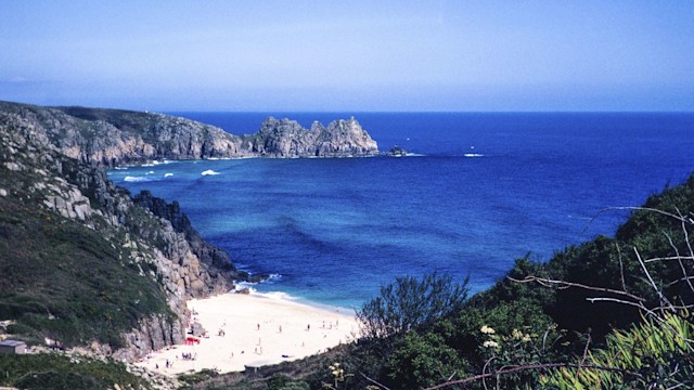 Aerial view of a Cornish beach