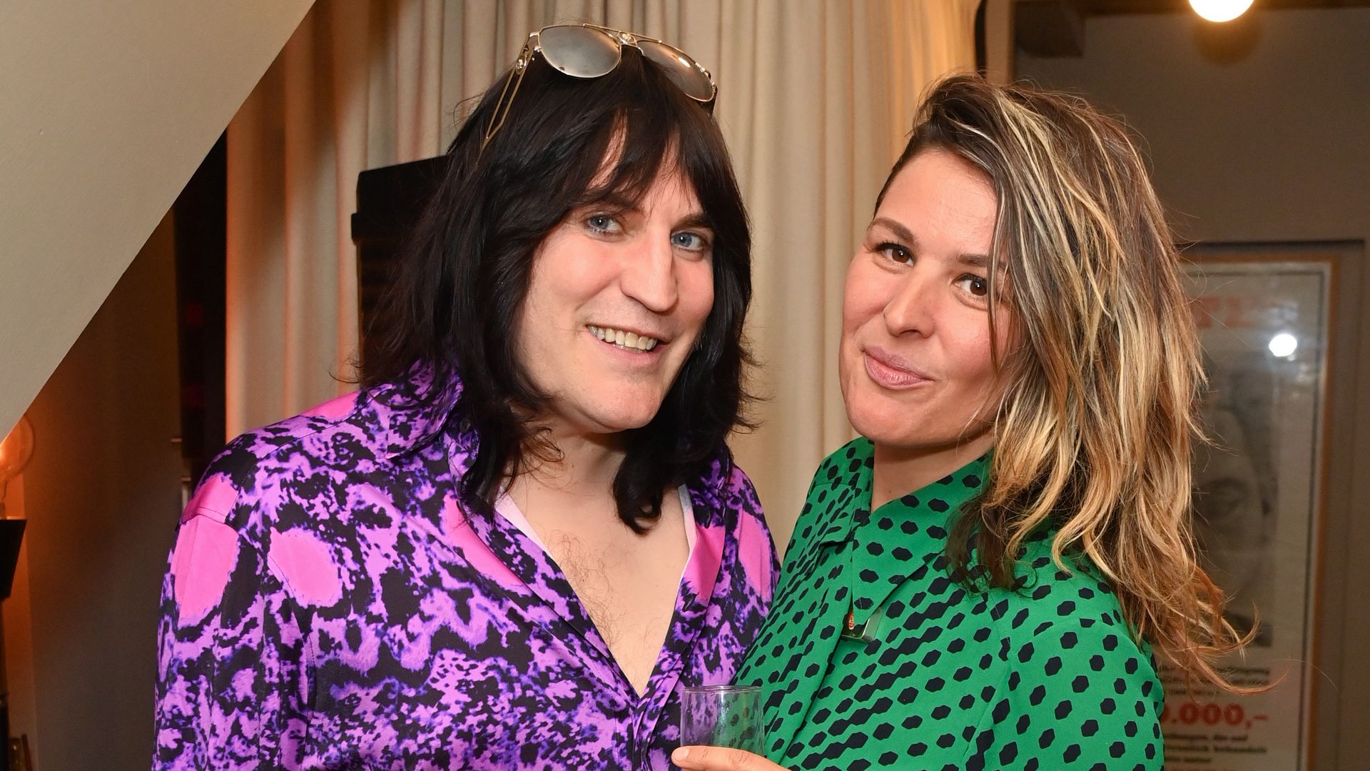 Noel Fielding and Lliana Bird attend Bella Freud's birthday celebration and new collection preview at her Chiltern Street