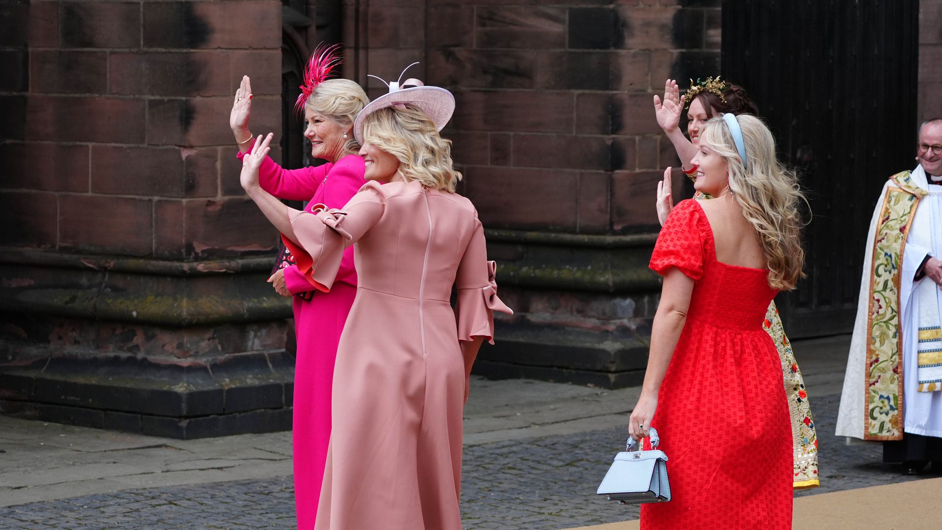 Natalia walked into the cathedral with the groom’s three sisters, Lady Tamara Grosvenor, Lady Viola Grosvenor and Lady Edwina Grosvenor, to cheers from the crowds outside