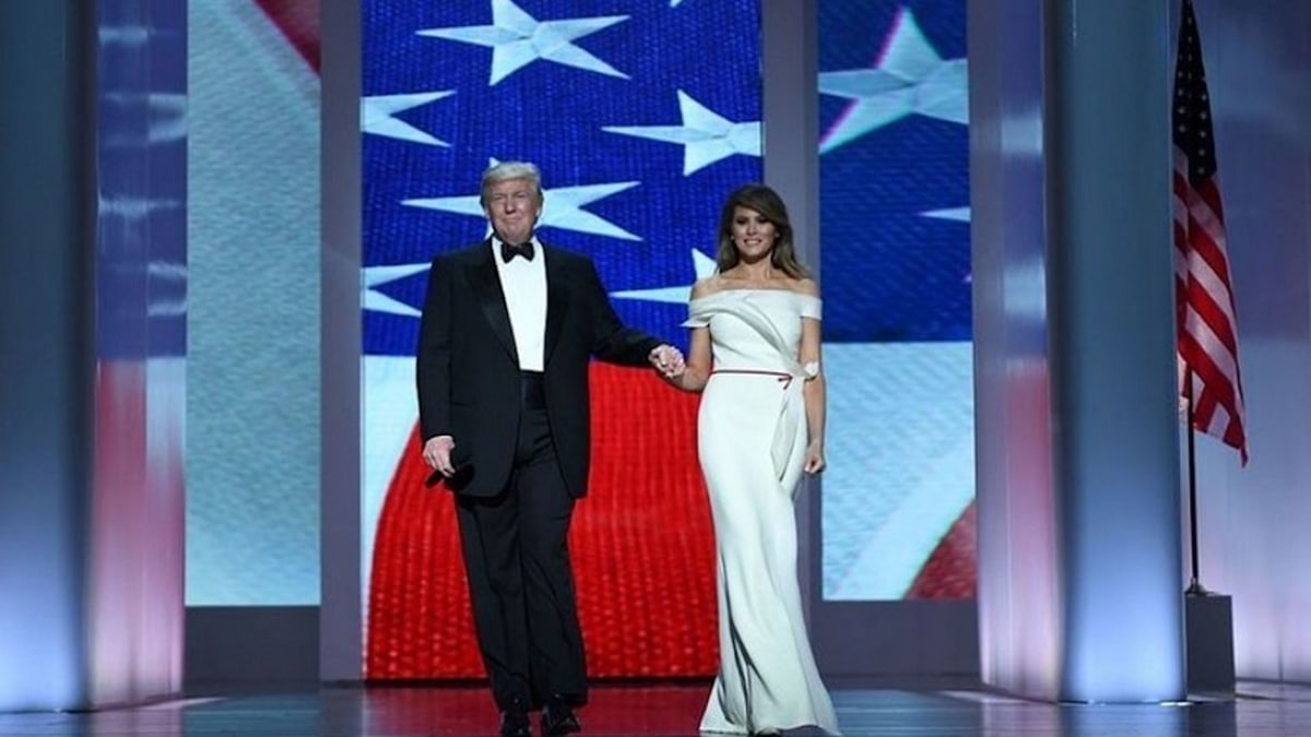 Melania Trump Stuns In Custom Gown As She And Donald Have First Dance