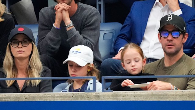 Emily Blunt and John Krasinski are seen at the Women's Final between Sabalenka vs. Pegula on Day Thirteen of the 2024 US Open at USTA Billie Jean King National Tennis Center on September 07, 2024 in New York City.