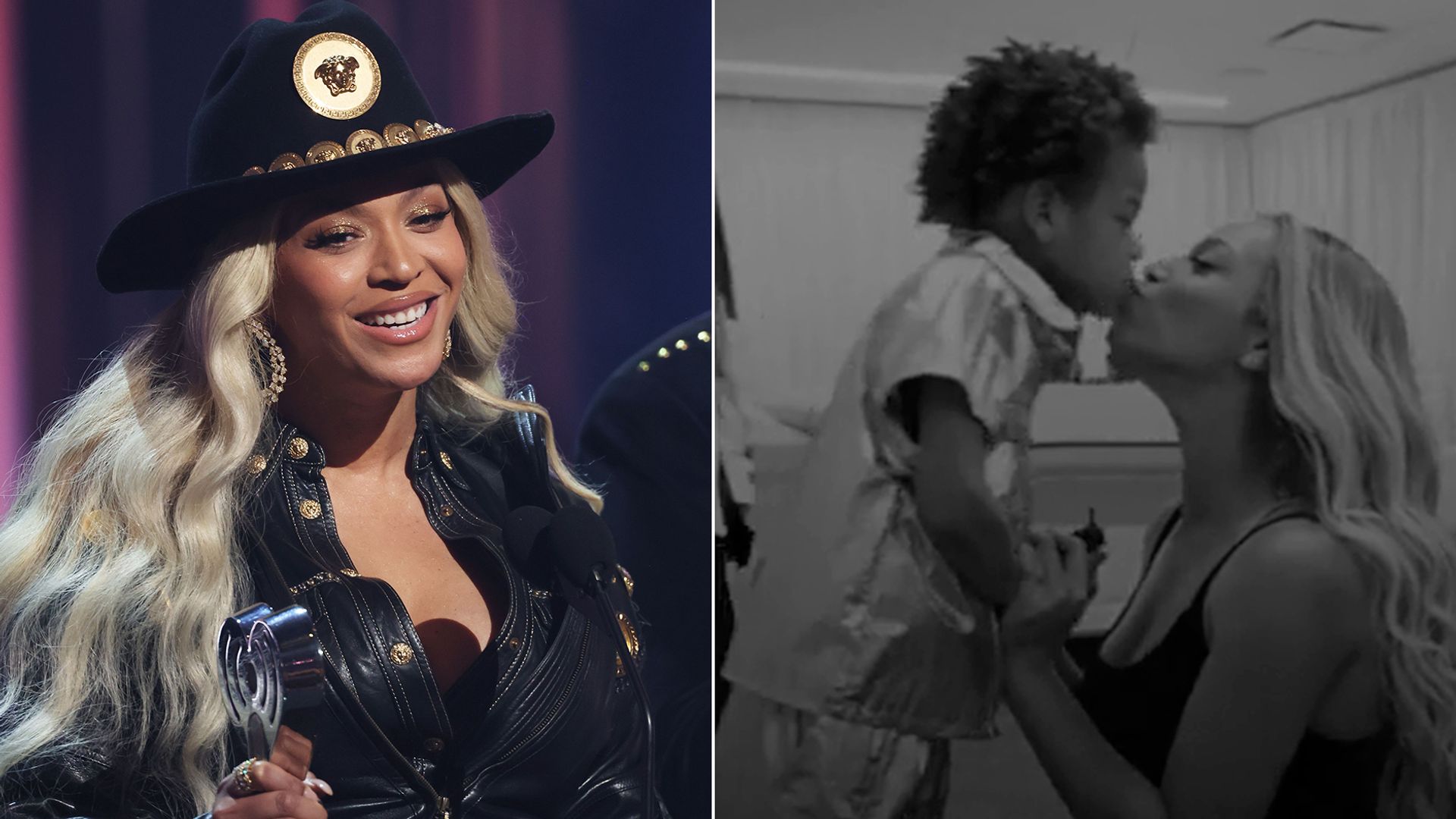 Beyonce at iHeart Radio Awards and with her son, Sir