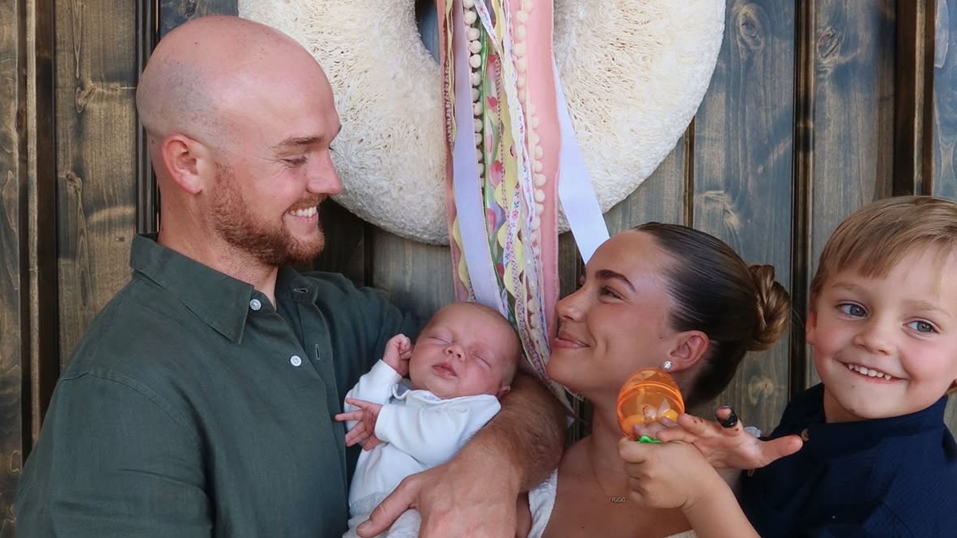 Emilie Kiser with her husband Brady Kiser, and kids Trigg (toddler) and Teddy (baby)