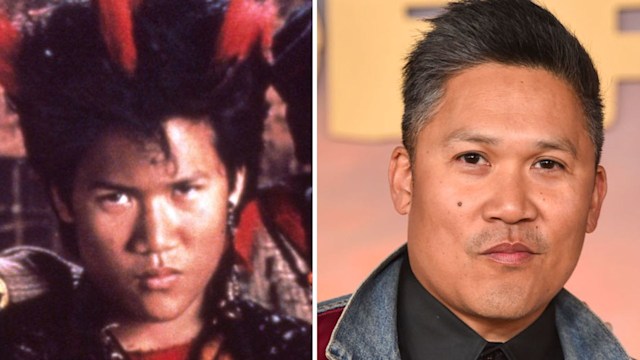 Dante Busco in Hook on the left and at a premiere on the right 