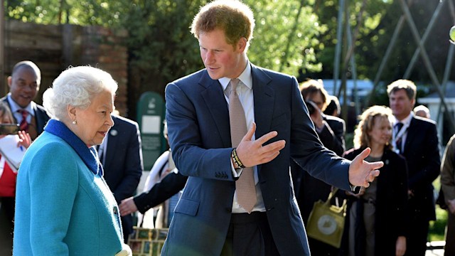 the queen prince harry chelsea flower show