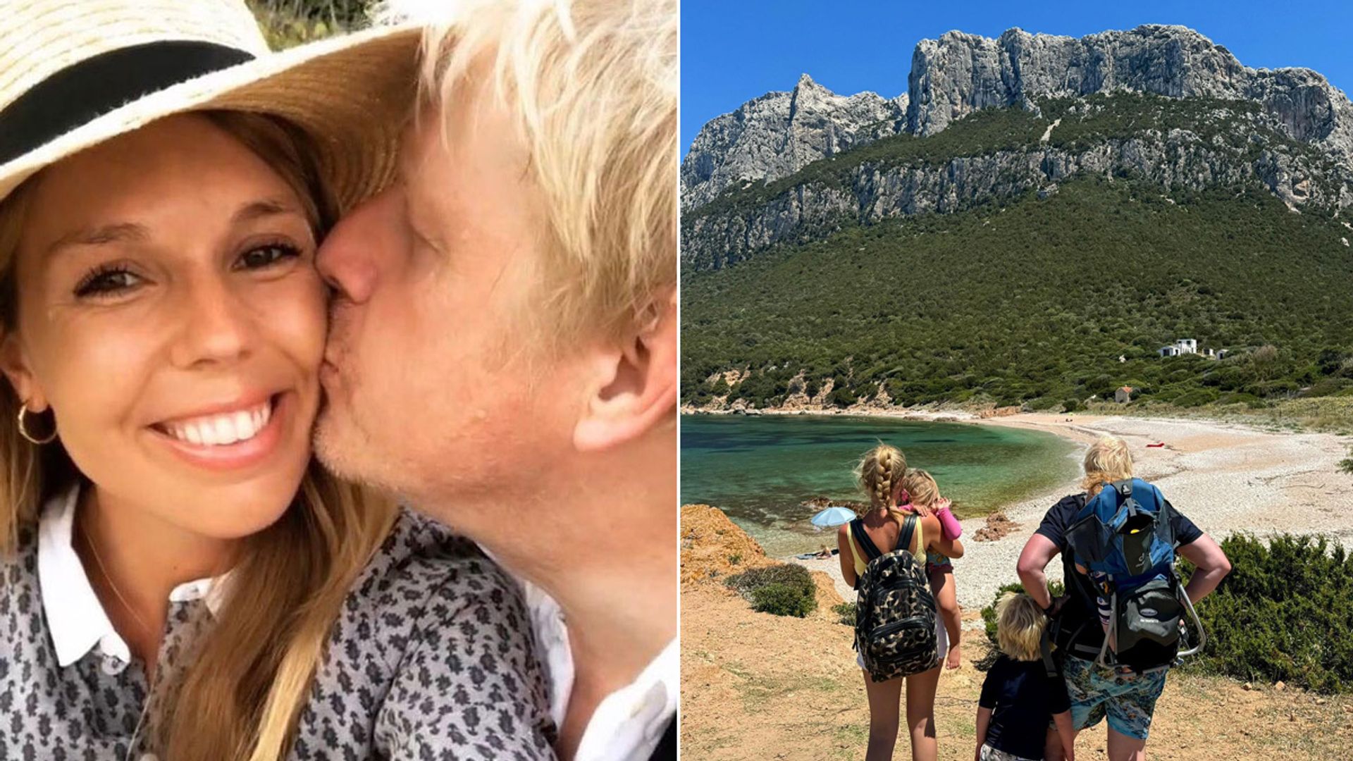 A split image of Carrie and Boris Johnson and a Johnson family photo