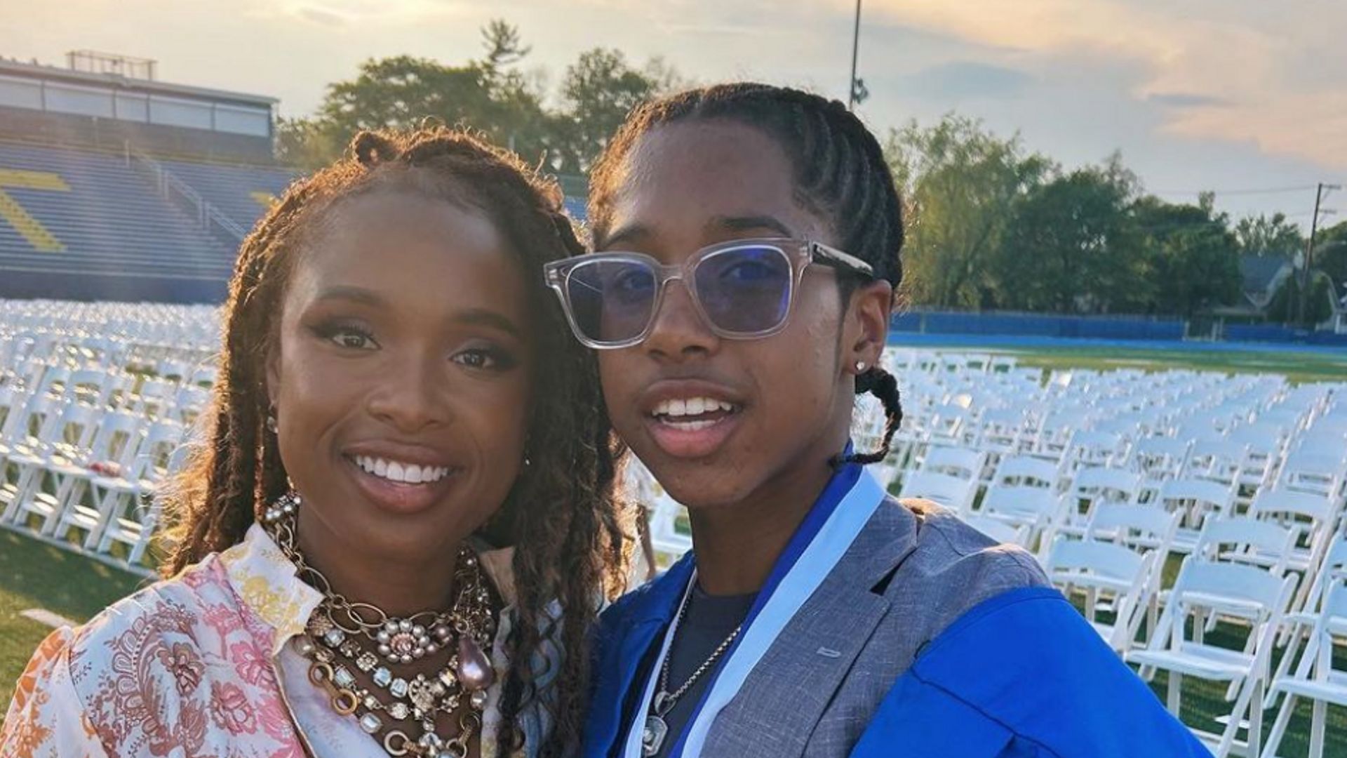 Photo shared by Jennifer Hudson with her son David on the occasion of his middle school graduation on June 2023
