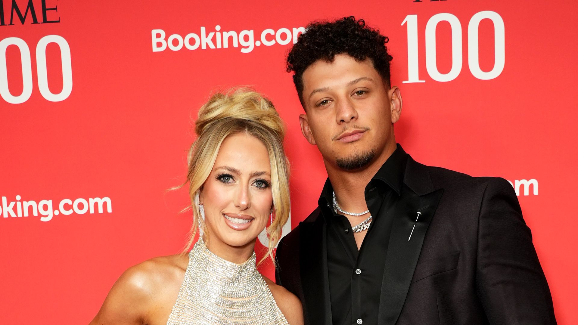 Brittany Mahomes steals the show in see-through crystal crop top alongside Patrick Mahomes at Time100 Gala