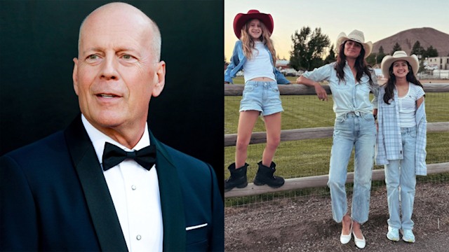 Bruce Willis with his youngest daughters Mabel and Evelyn, and wife Emma